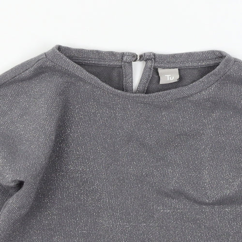 TU Girls Grey  Jersey Pullover Sweatshirt Size 7 Years