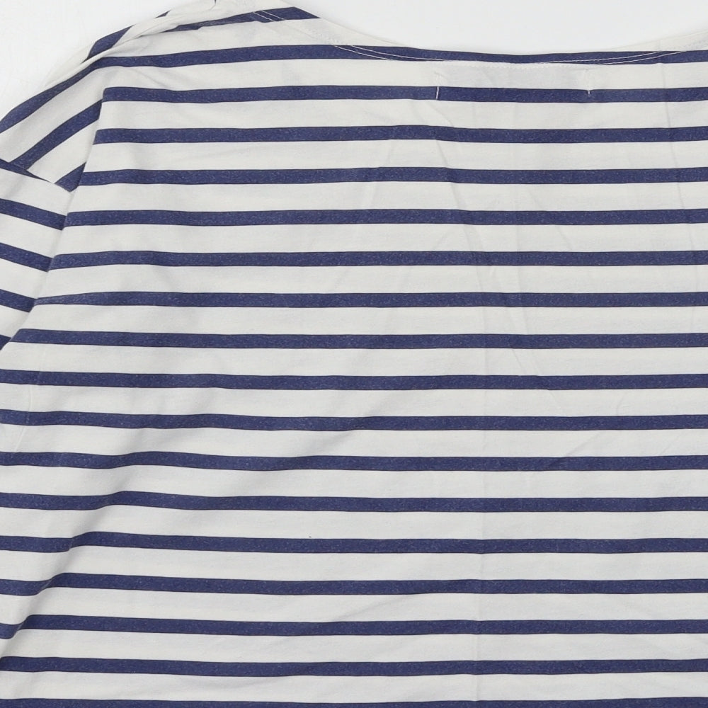 Zara Womens White Striped Jersey Basic T-Shirt Size S