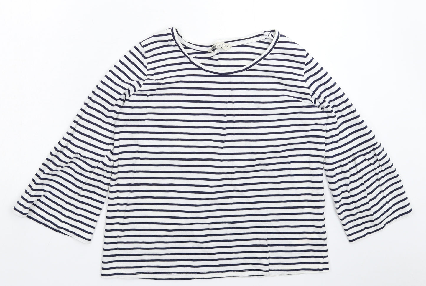 F&F Womens White Striped  Basic T-Shirt Size 12
