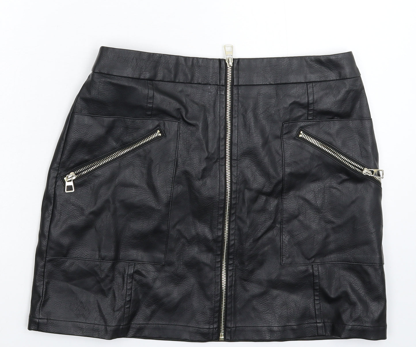 F&F Womens Black   Mini Skirt Size 10  - Faux Leather