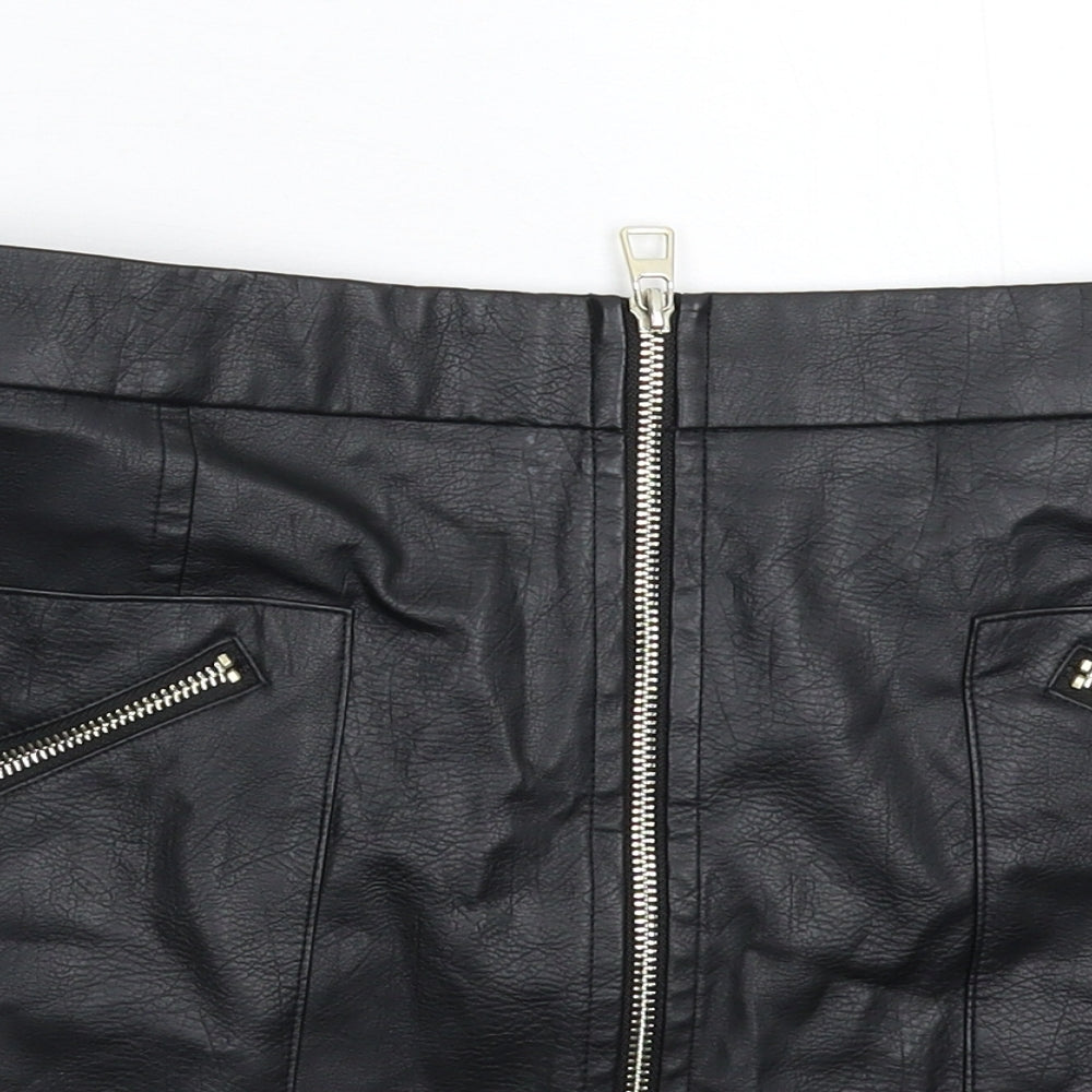 F&F Womens Black   Mini Skirt Size 10  - Faux Leather