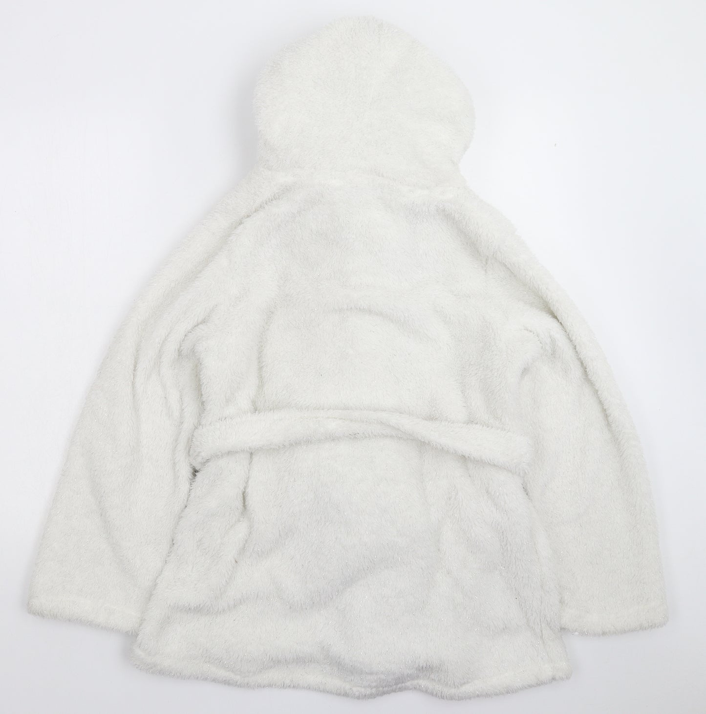 Debenhams Womens White Solid Fleece Kimono Robe Size 8