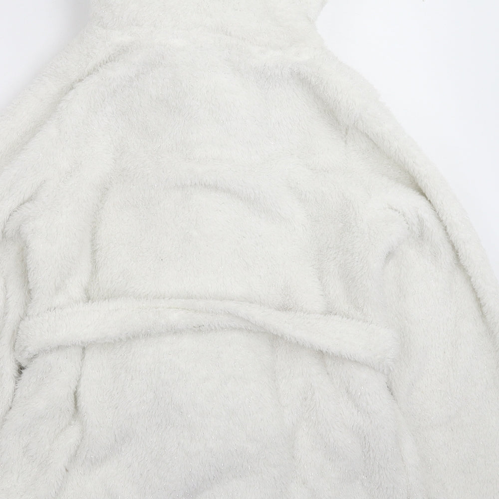 Debenhams Womens White Solid Fleece Kimono Robe Size 8