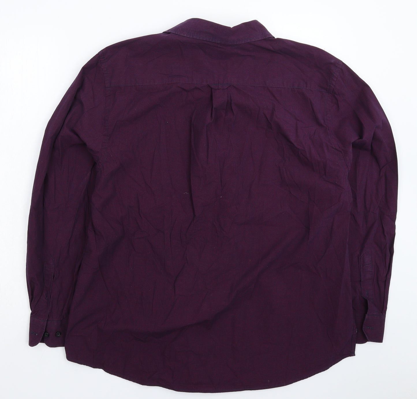 Maine Mens Purple Striped   Button-Up Size L