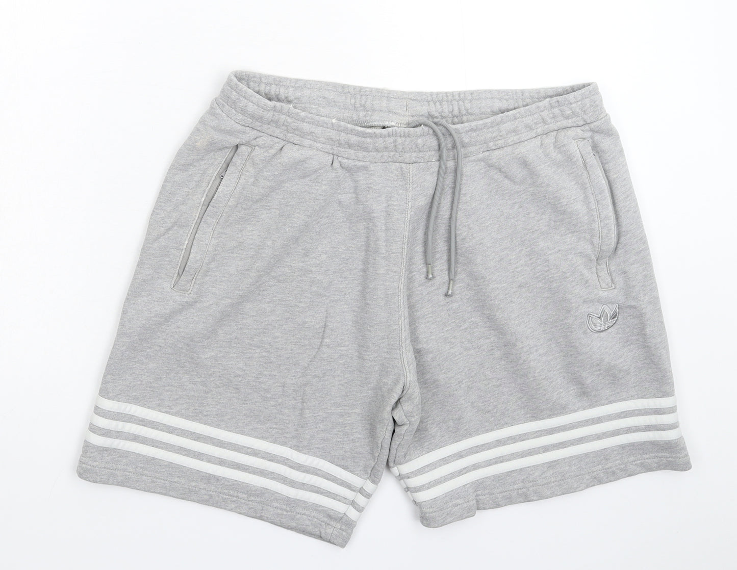 adidas Mens Grey Striped  Sweat Shorts Size L