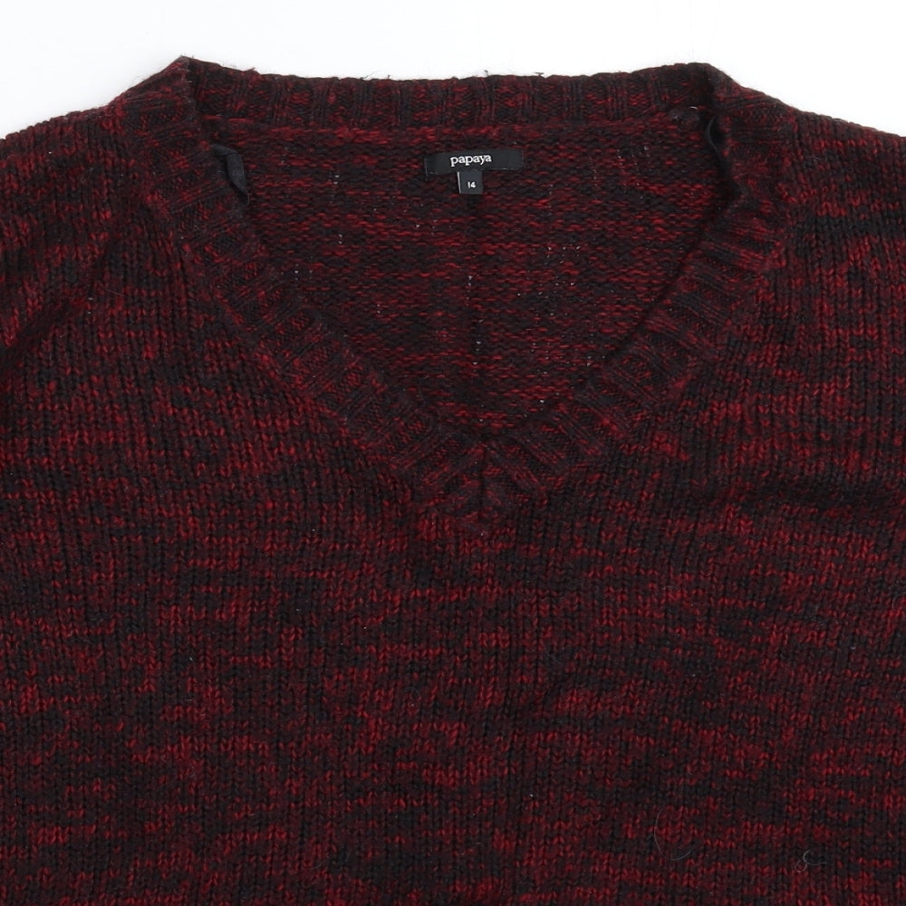 Papaya Womens Red  Knit Pullover Jumper Size 14