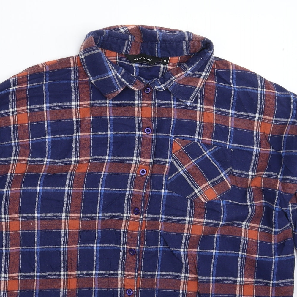 New Look Womens Multicoloured Check  Basic Button-Up Size 12
