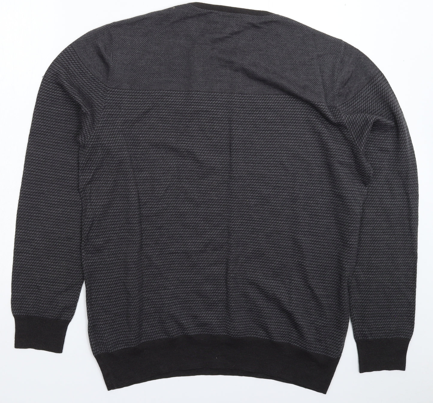 REMUS Mens Grey Geometric Knit Pullover Jumper Size 2XL