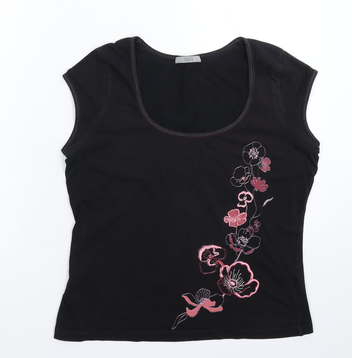 Marks and Spencer Womens Black   Basic T-Shirt Size 16