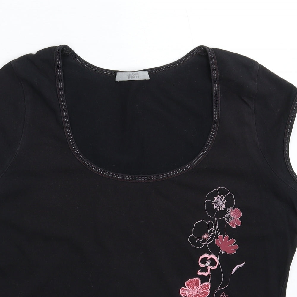 Marks and Spencer Womens Black   Basic T-Shirt Size 16