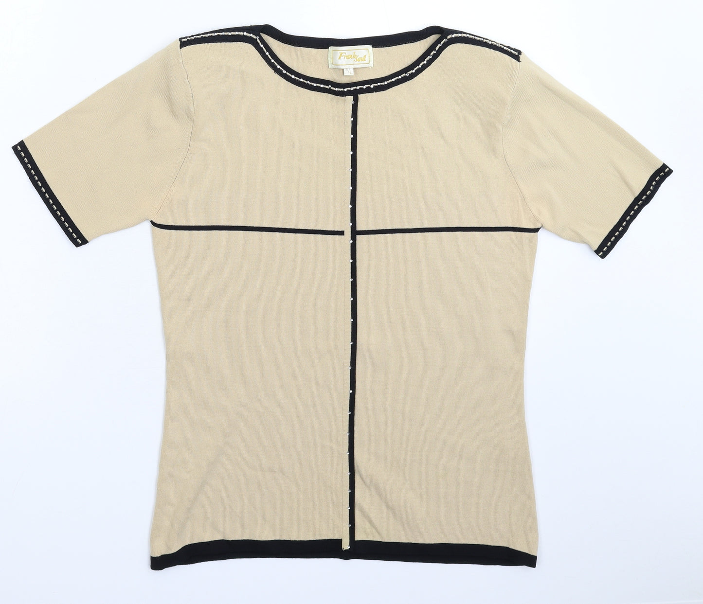 Frank Saul Womens Beige  Knit Pullover Jumper Size L