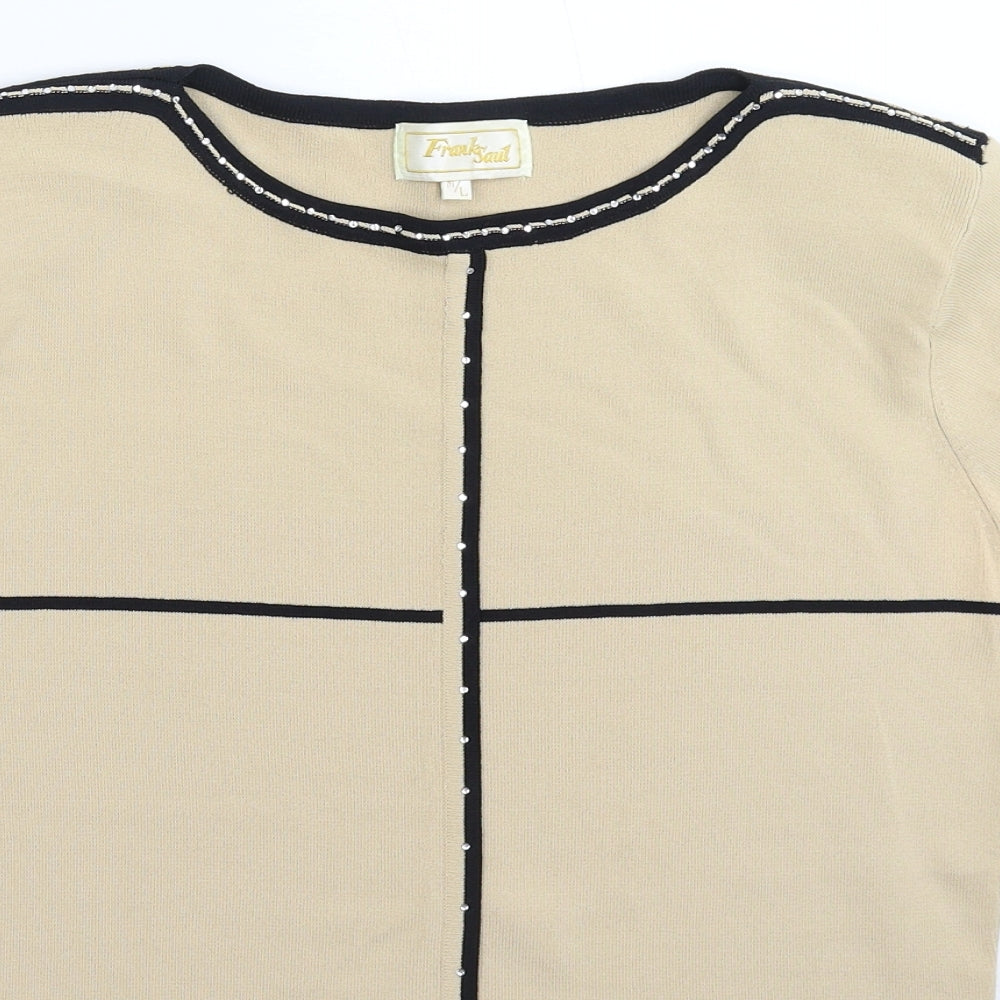 Frank Saul Womens Beige  Knit Pullover Jumper Size L