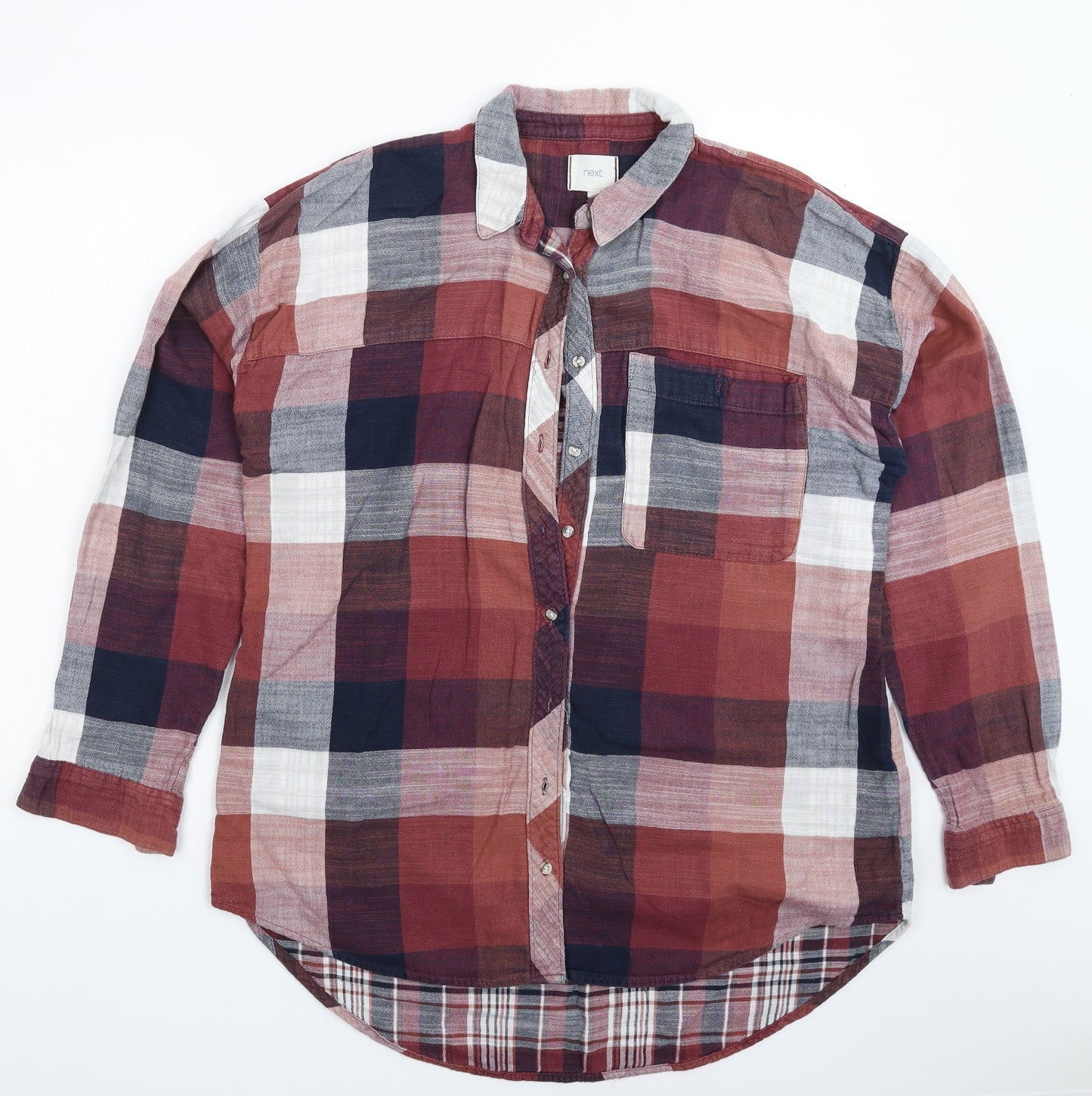 NEXT Womens Multicoloured Check  Basic Button-Up Size 16  - Oversized