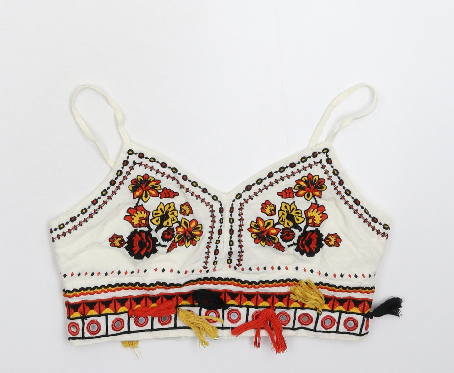 River Island Womens White Floral  Cropped Tank Size 10