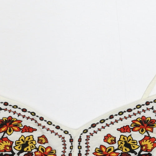 River Island Womens White Floral  Cropped Tank Size 10