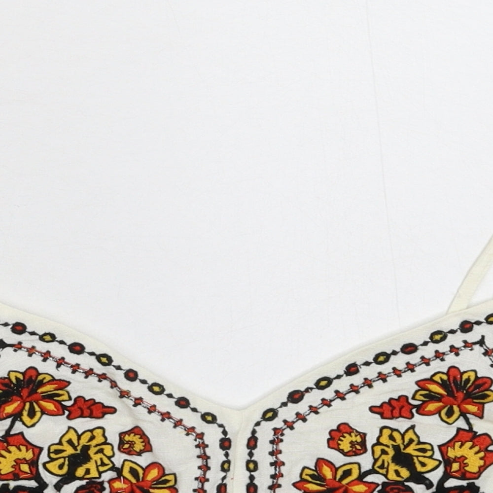 River Island Womens White Floral  Cropped Tank Size 10