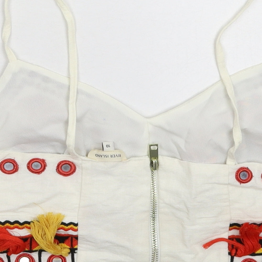 River Island Womens White Floral  Cropped Tank Size 10