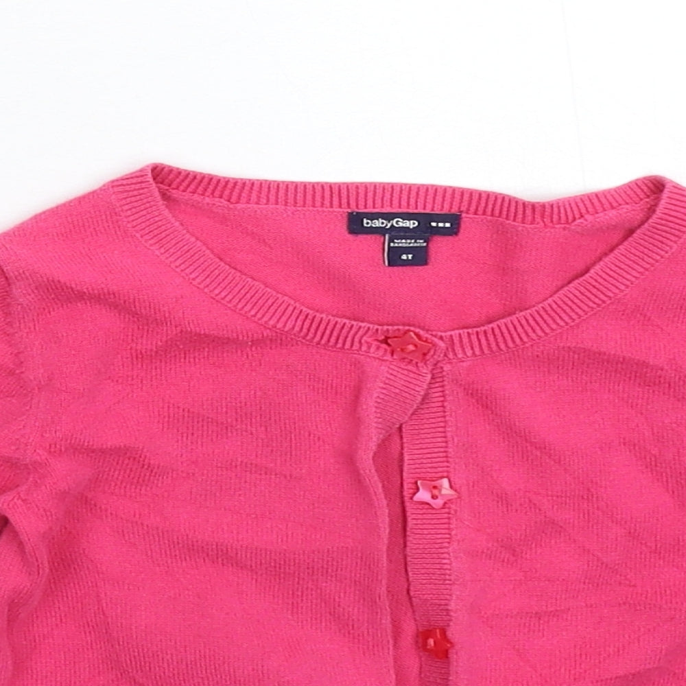 Gap Girls Pink  Knit Cardigan Jumper Size 4 Years