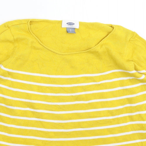 Old Navy Womens Yellow Striped Knit Pullover Jumper Size S