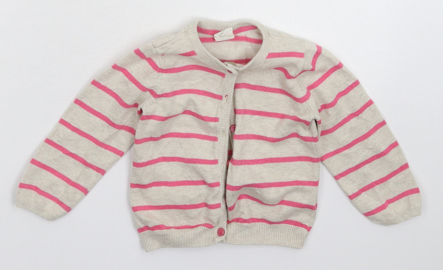 H&M Baby Grey Striped Knit Cardigan Jumper Size 12-18 Months