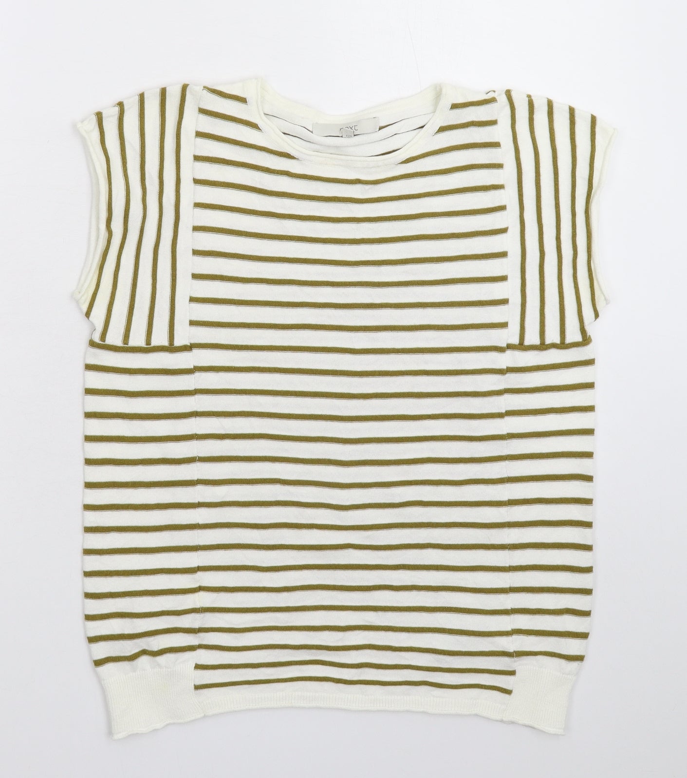 NEXT Womens White Striped Knit Vest Jumper Size 12