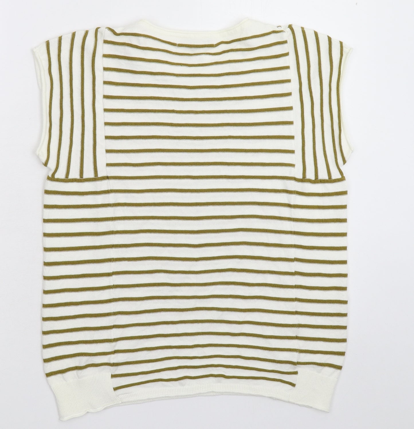 NEXT Womens White Striped Knit Vest Jumper Size 12