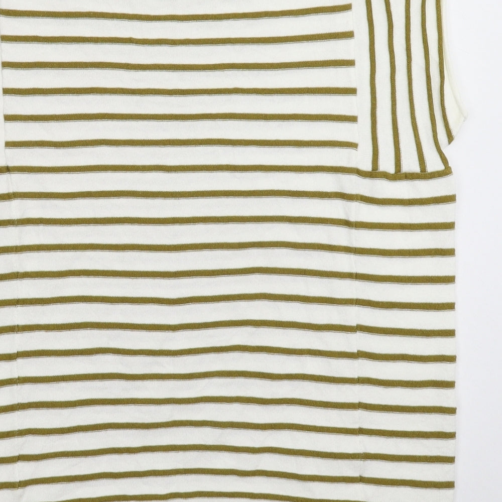 NEXT Womens White Striped Knit Vest Jumper Size 12