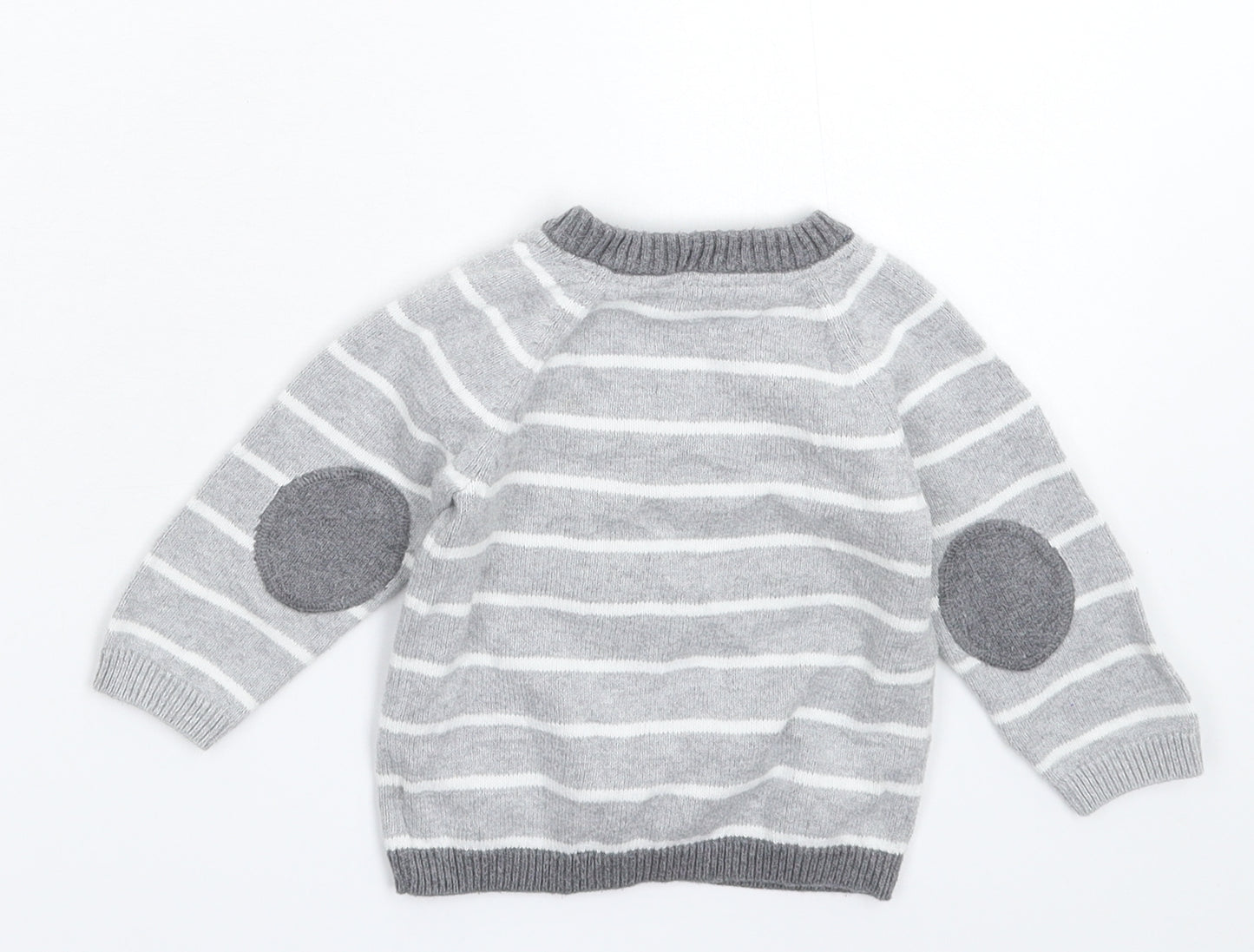 H&M Baby Grey Striped Knit Pullover Jumper Size 6-9 Months