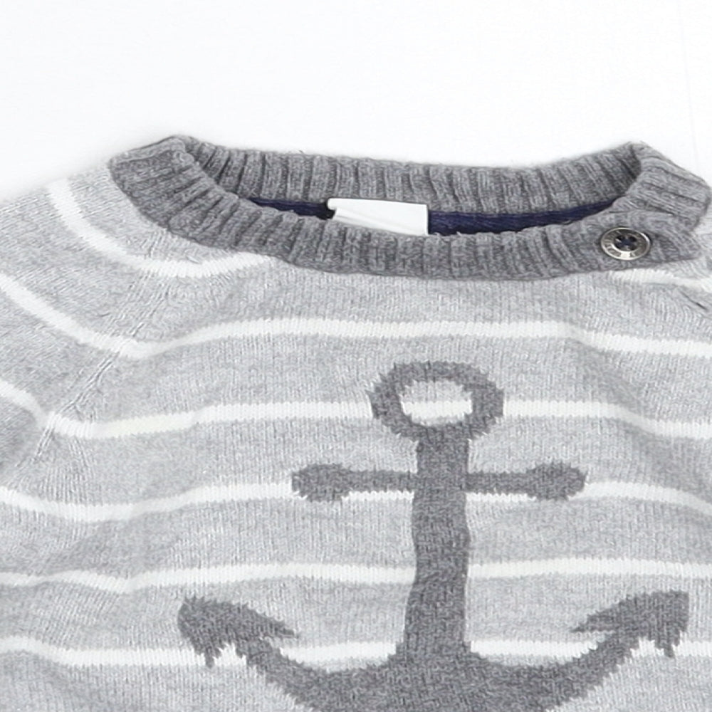 H&M Baby Grey Striped Knit Pullover Jumper Size 6-9 Months