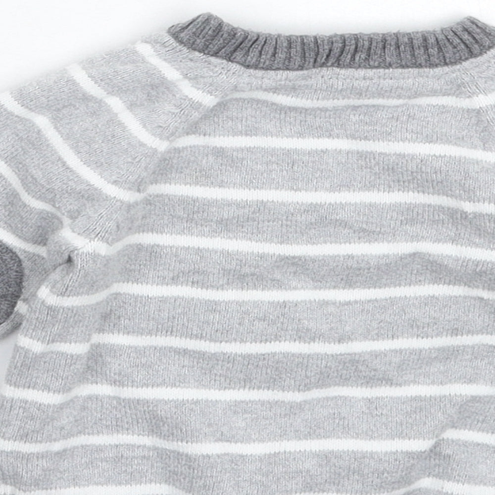 H&M Baby Grey Striped Knit Pullover Jumper Size 6-9 Months