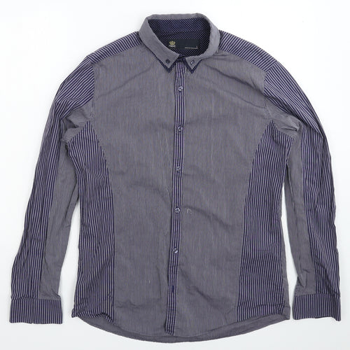 NEXT Mens Blue Striped   Dress Shirt Size L