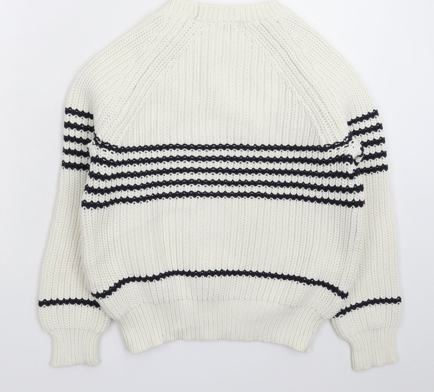 Autograph Womens White Striped Knit Pullover Jumper Size 12