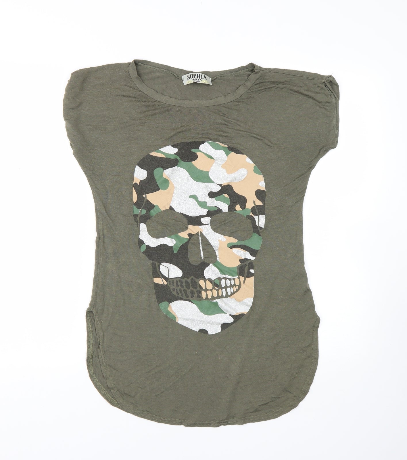 Sophia Mirza Womens Green   Basic T-Shirt Size M  - Skull