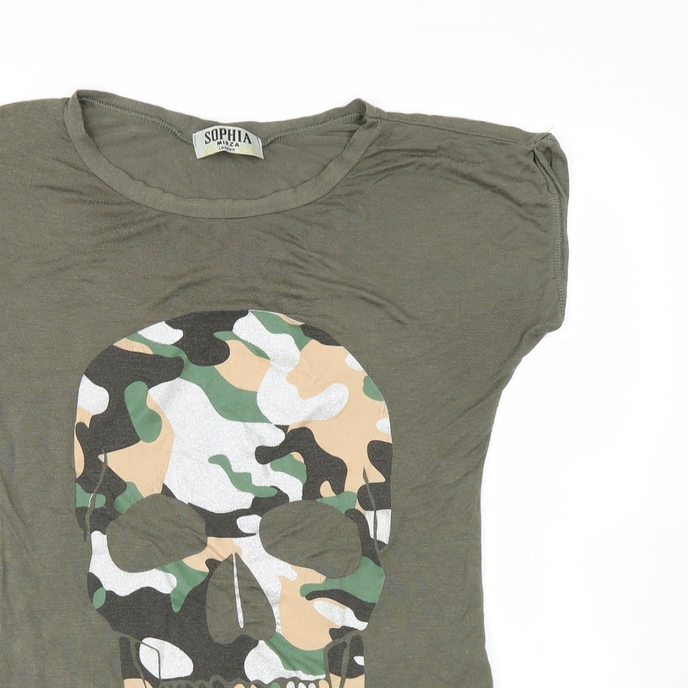 Sophia Mirza Womens Green   Basic T-Shirt Size M  - Skull