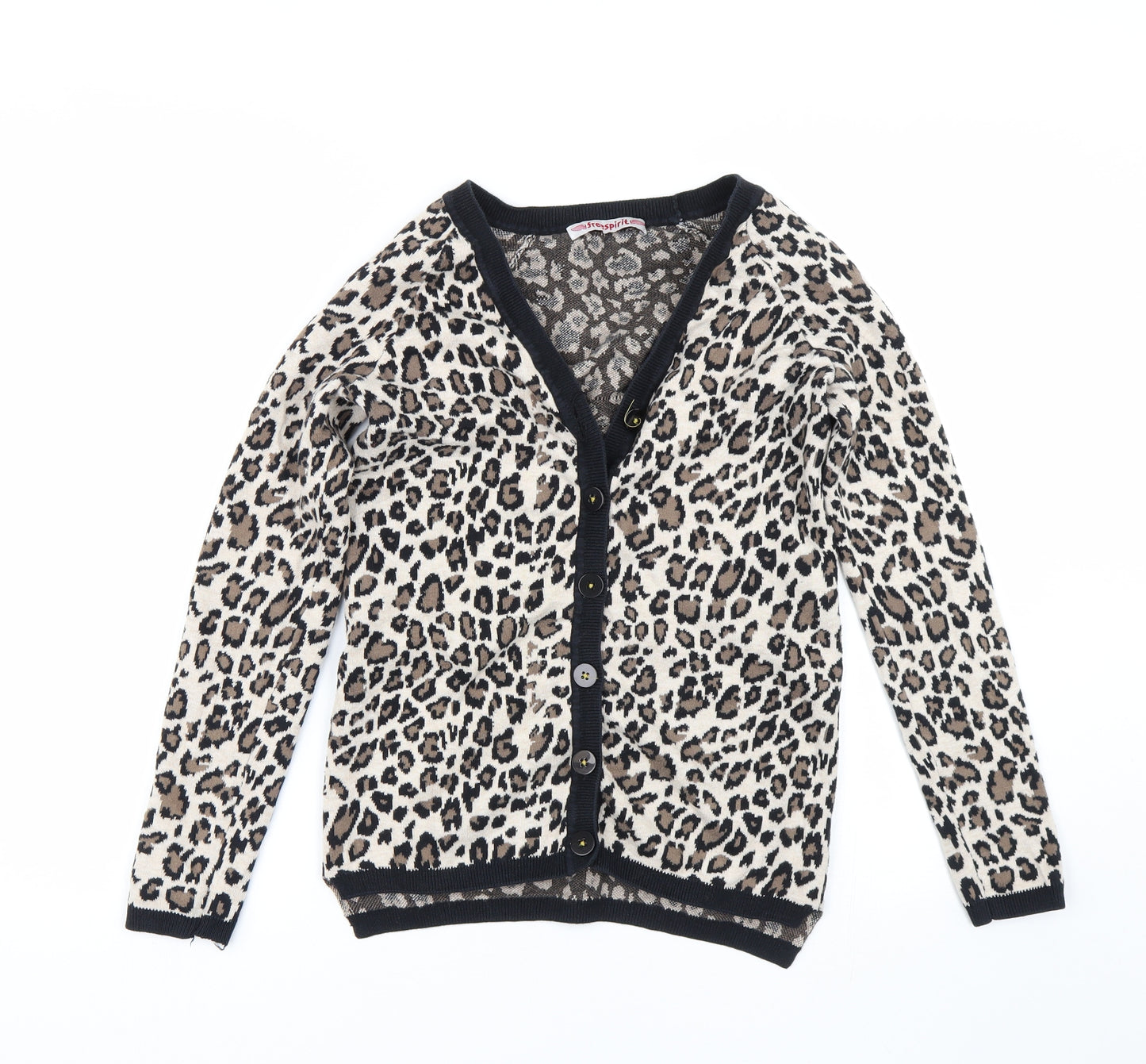 Freespirit Girls Brown Animal Print  Cardigan Jumper Size 11-12 Years