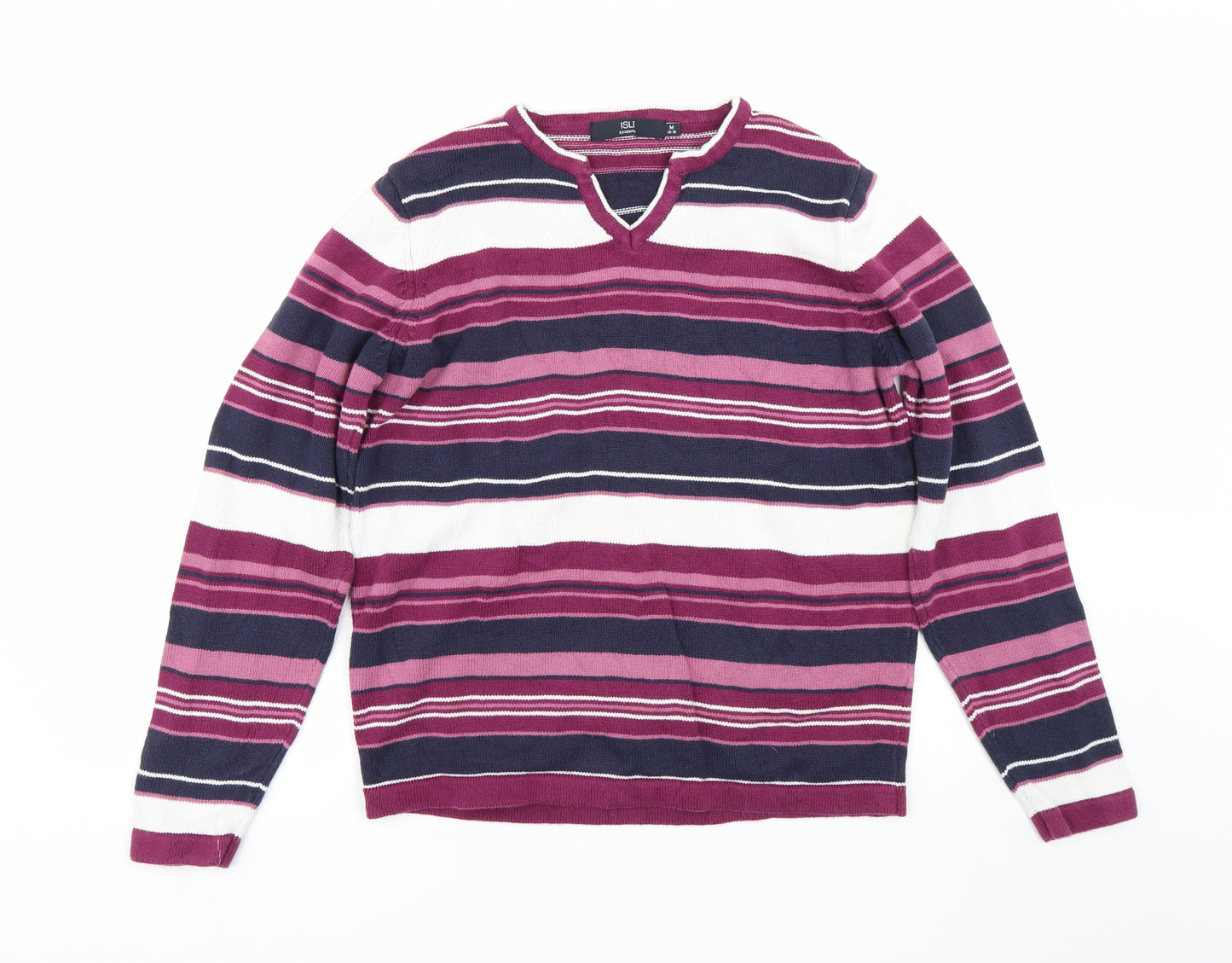 ISLE Womens Purple Striped  Pullover Jumper Size M