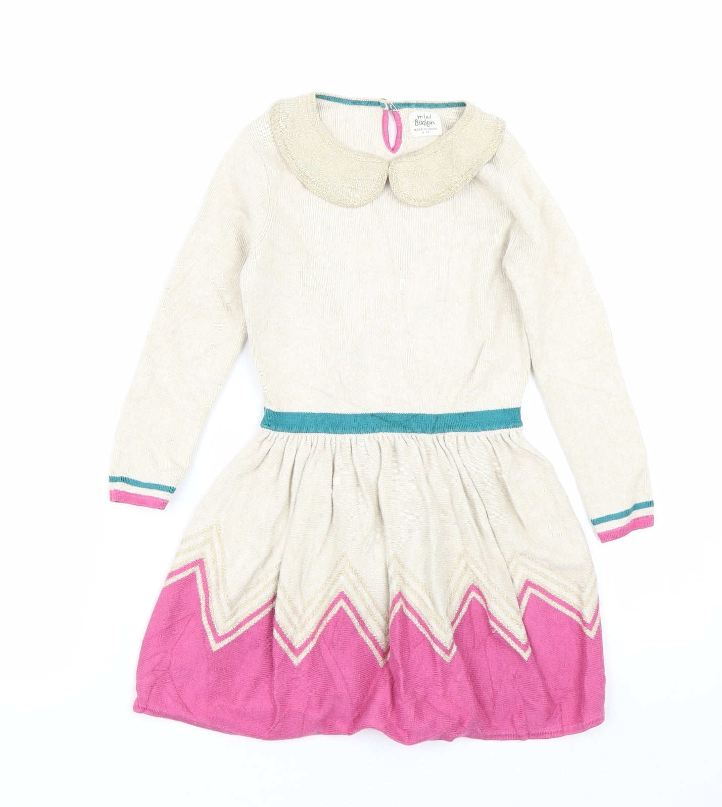 Mini Boden Girls Beige   Jumper Dress  Size 4-5 Years