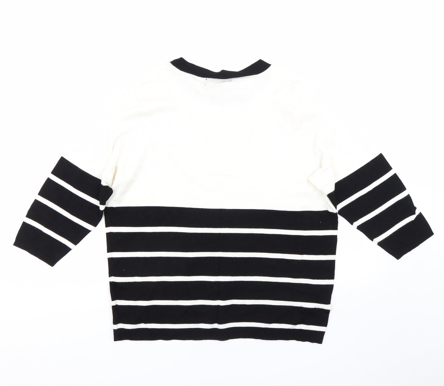 Alexara Womens Black Striped  Pullover Jumper Size L