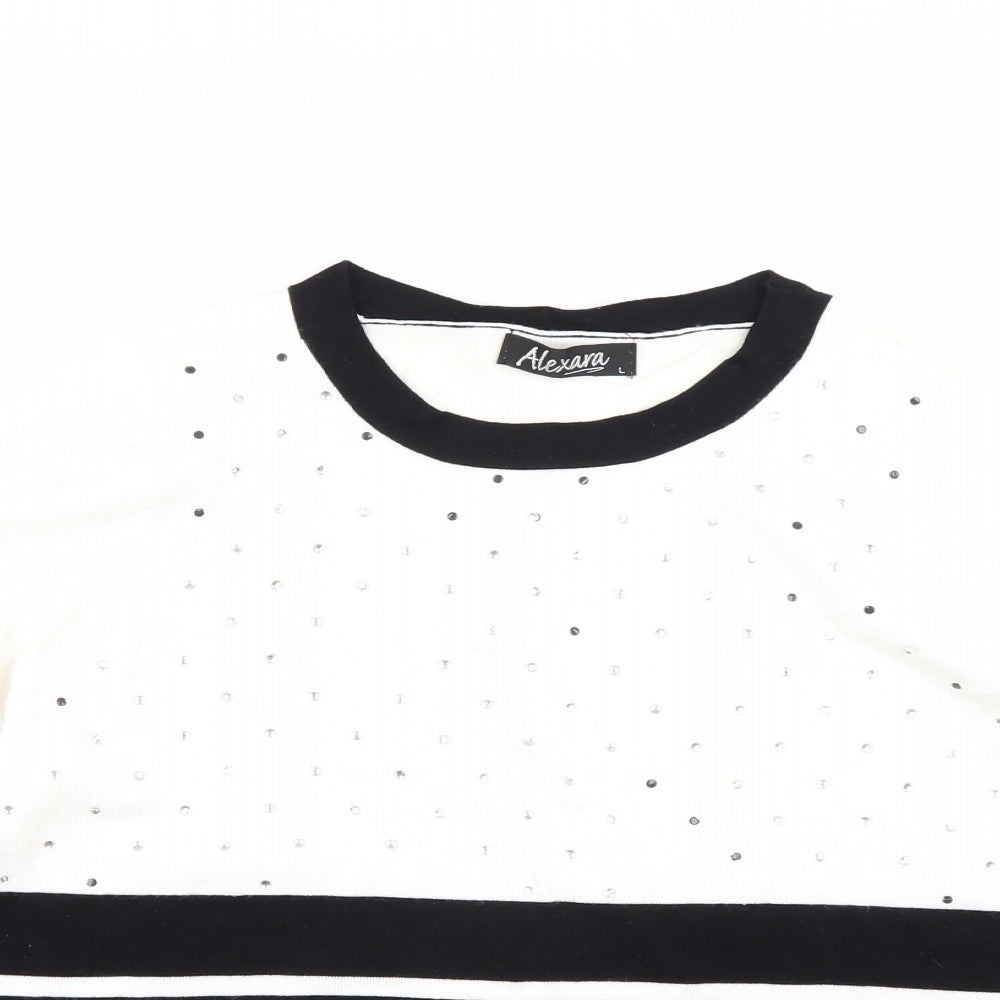 Alexara Womens Black Striped  Pullover Jumper Size L