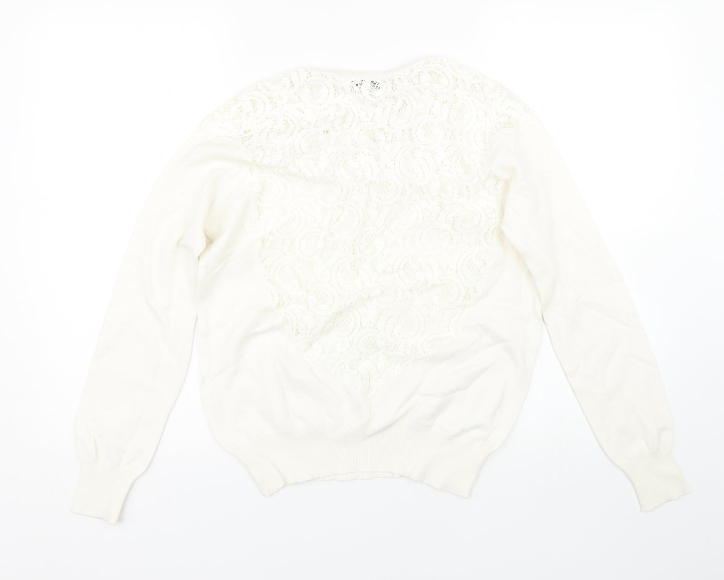 Zara Womens White Floral  Pullover Jumper Size M