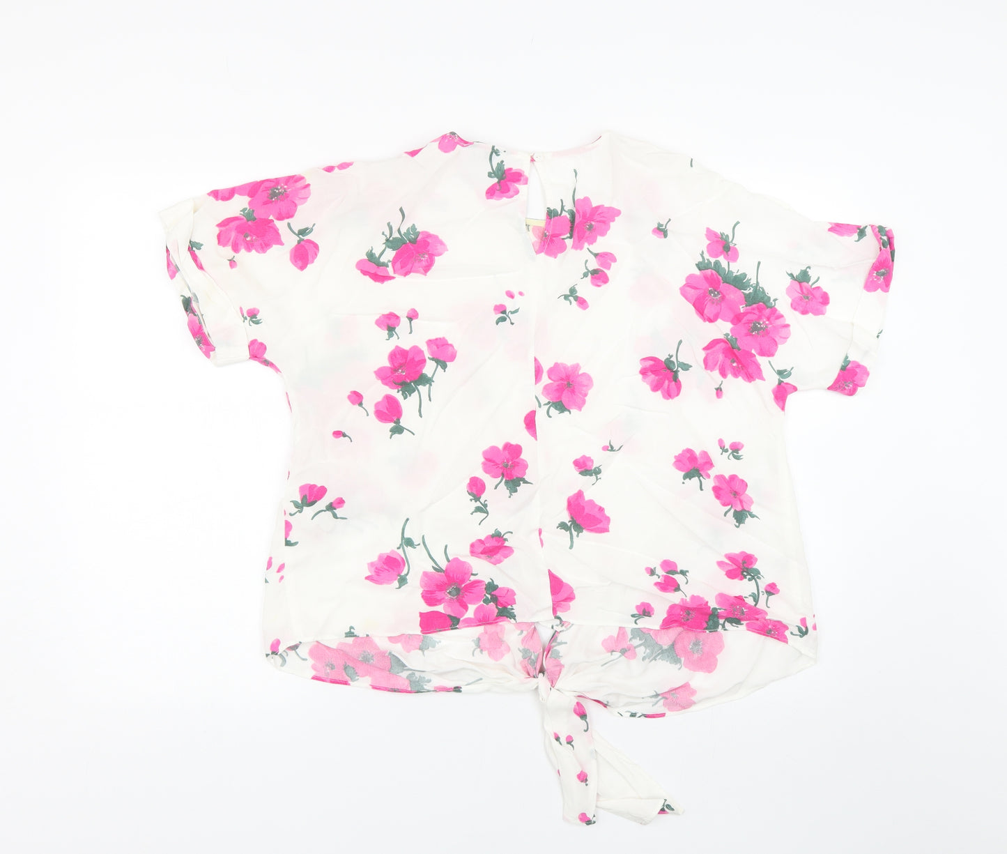 Warehouse Womens White Floral  Basic Blouse Size 12