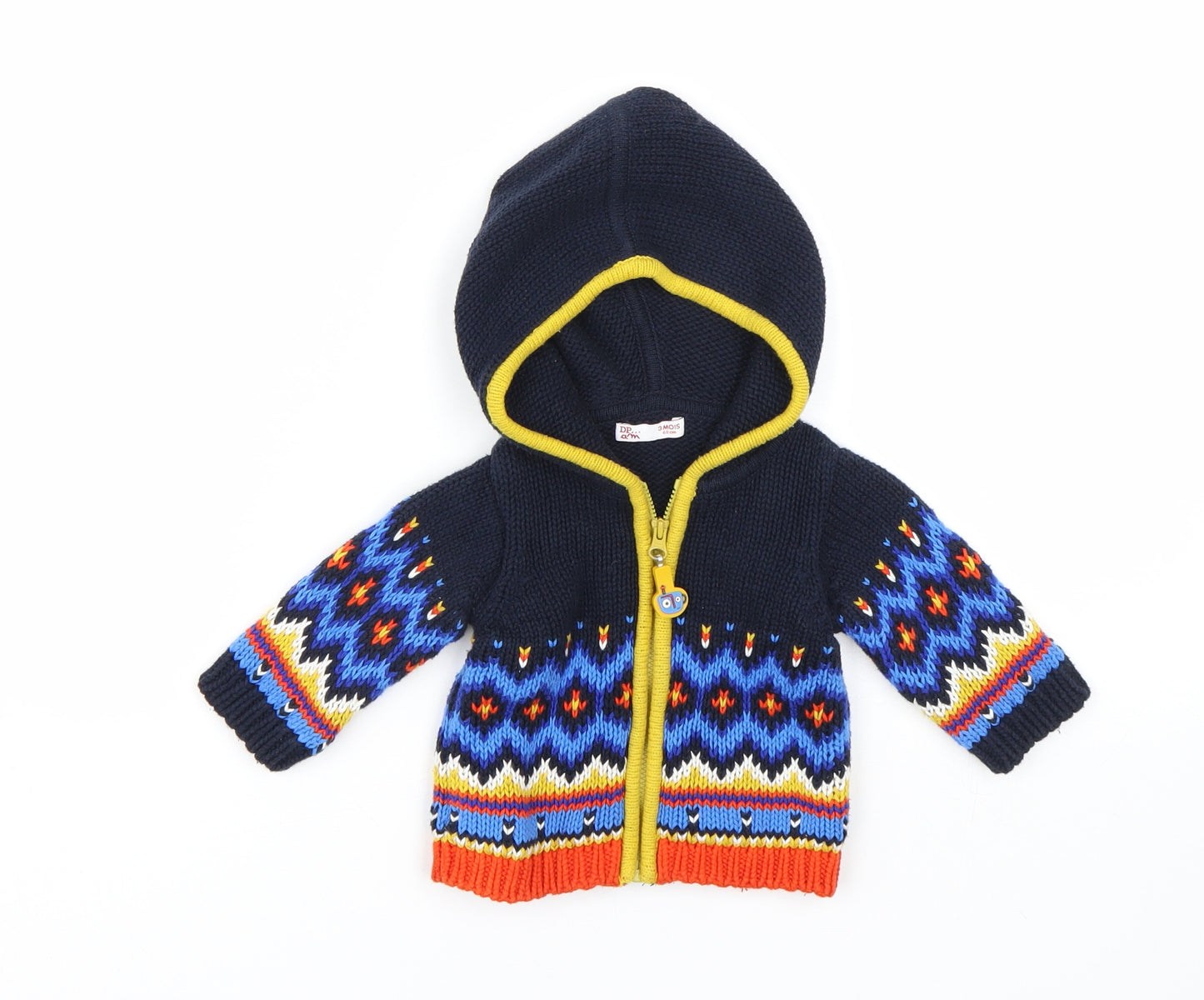 DP AM Boys Blue Fair Isle  Cardigan Jumper Size 3-6 Months
