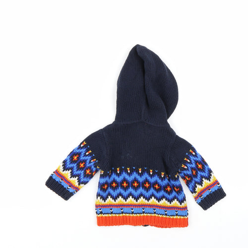 DP AM Boys Blue Fair Isle  Cardigan Jumper Size 3-6 Months