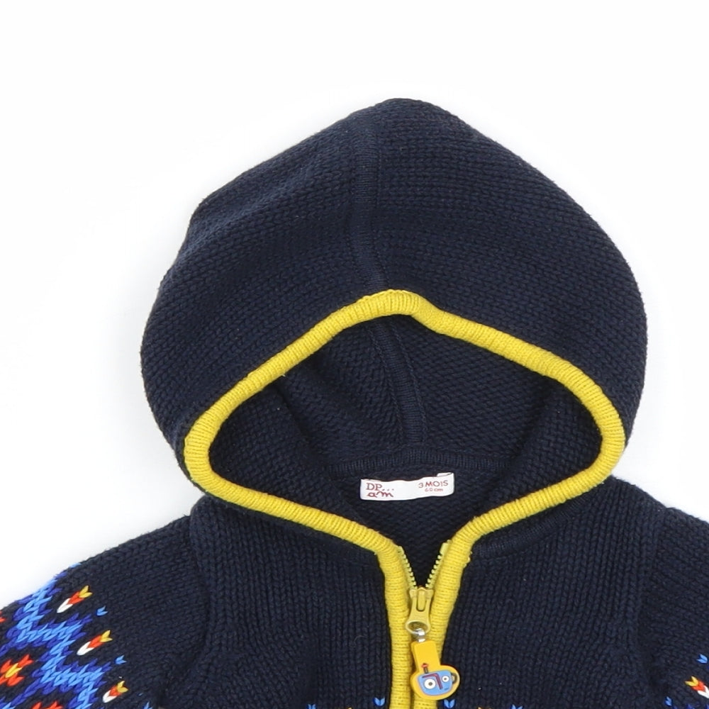 DP AM Boys Blue Fair Isle  Cardigan Jumper Size 3-6 Months