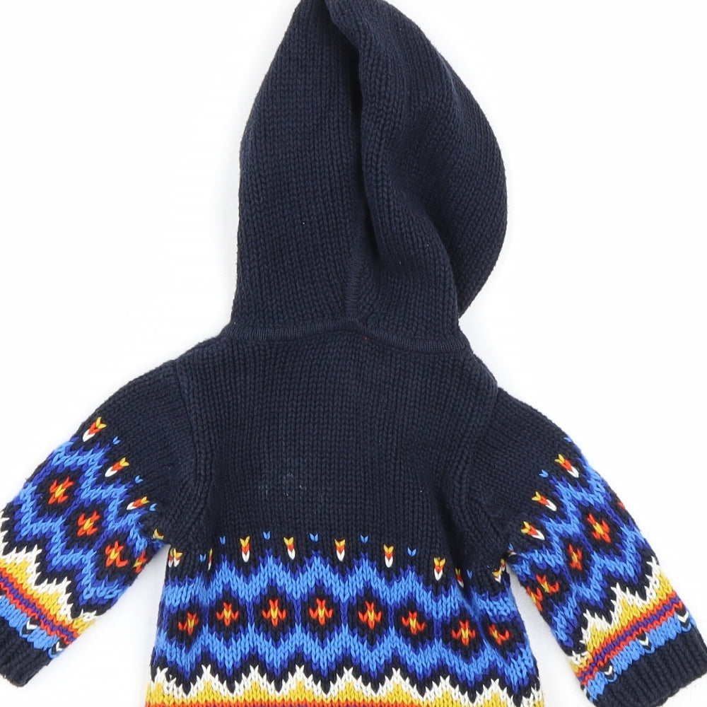 DP AM Boys Blue Fair Isle  Cardigan Jumper Size 3-6 Months