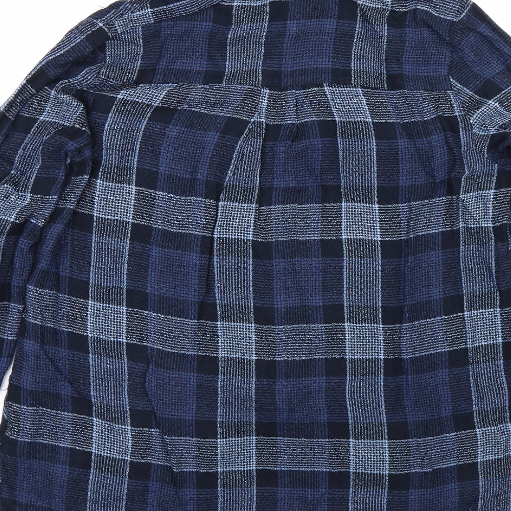 NEXT Womens Blue Plaid  Basic Button-Up Size 16