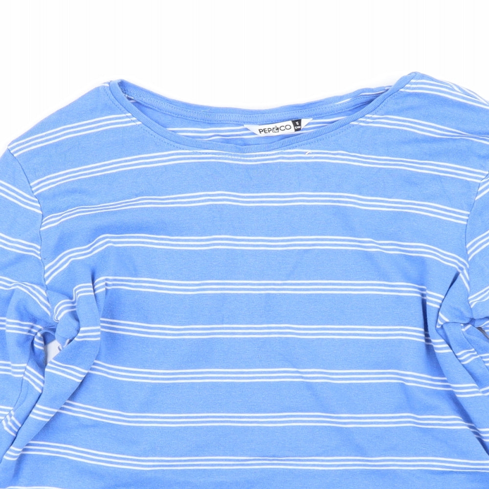 Pep&co Womens Blue Striped  Basic T-Shirt Size 16