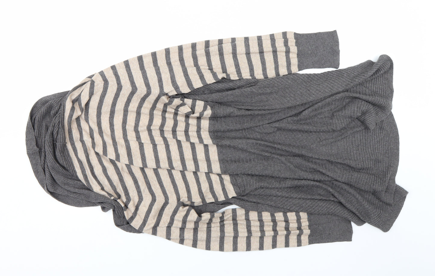 BHS Womens Beige Striped  Cardigan Jumper Size 16