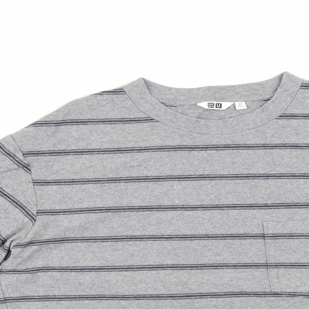 Uniqlo Womens Grey Striped  Basic T-Shirt Size XS