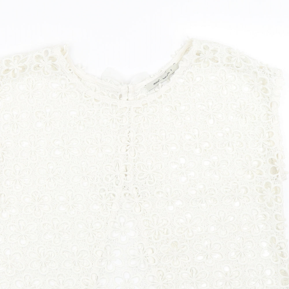 NEXT Womens White Floral  Basic T-Shirt Size 14